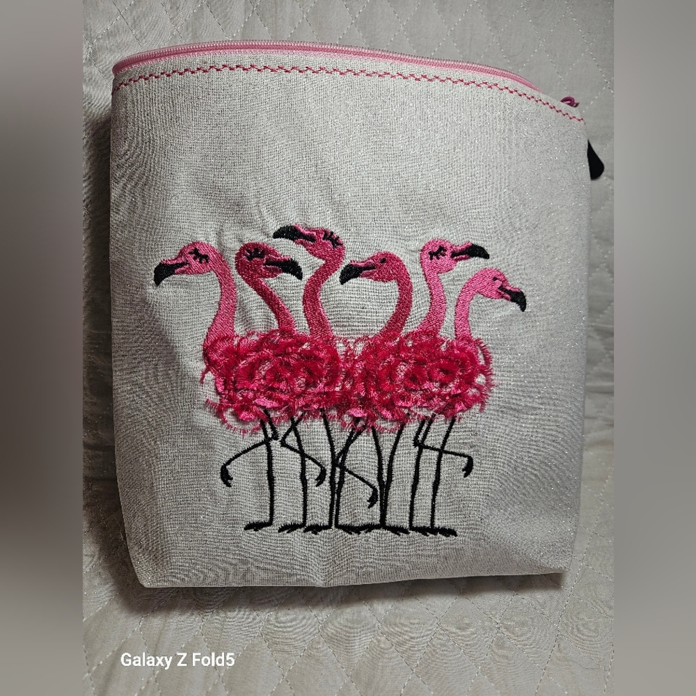Pink Flamingo Embroidered Women's Bag